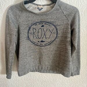 Roxy Heather Gray Sweatshirt with Dark Navy Logo Tag